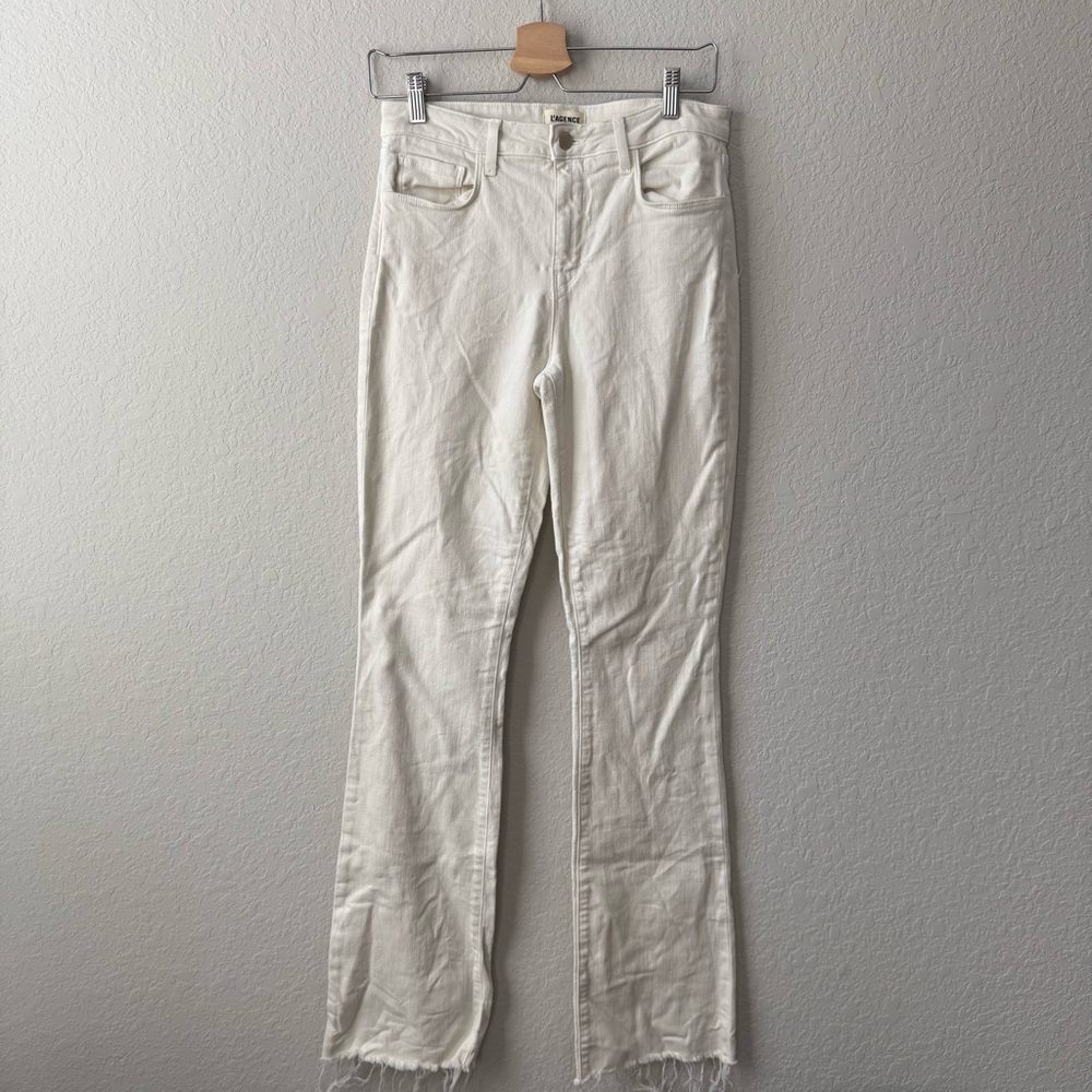 L'AGENCE Cream High-Rise Flare Jeans